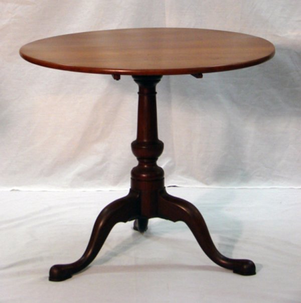 MAHOGANY TILT TOP TEA TABLE CIRCA 1770: Here's an authentic estate owned American made Tripod Tilt Top Tea Table, circa 1770. Made of Mahogany and Satinwood, the table is attributed to Duncan Phyfe.The table is in excellent condition, with