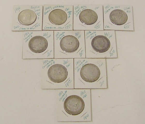 LOT OF 10 COMMEMORATIVE 1/2 DOLLARS