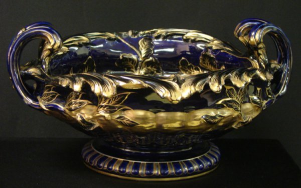COBALT CENTERPIECE LION BOWL - 2