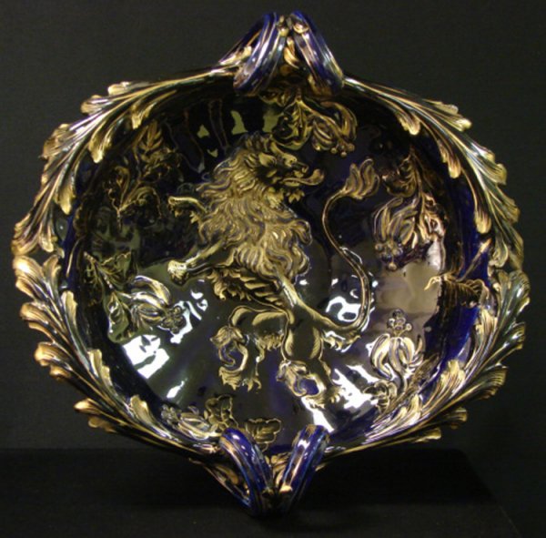 COBALT CENTERPIECE LION BOWL - 5