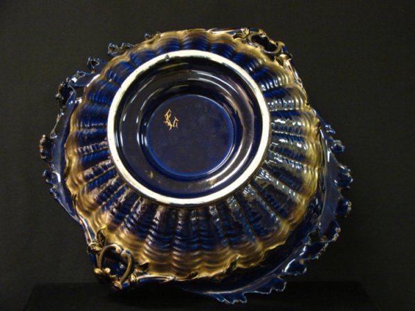 COBALT CENTERPIECE LION BOWL - 6