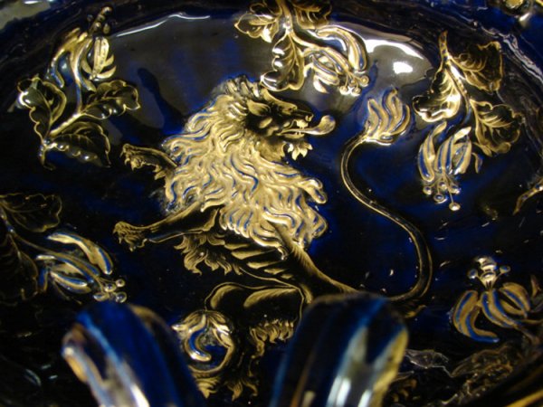COBALT CENTERPIECE LION BOWL - 7