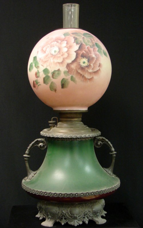 EDWARD MILLER CO PARLOR LAMP W-GLOBE