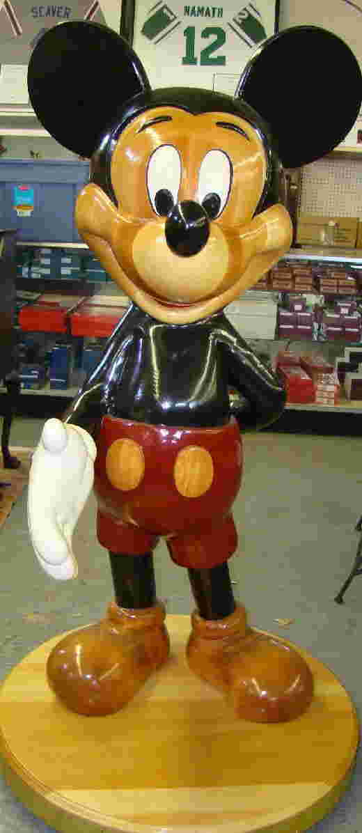 1708: LARGE WOODEN MICKEY MOUSE STATUE - Jun 21, 2008 | Philip Weiss Auctions in NY