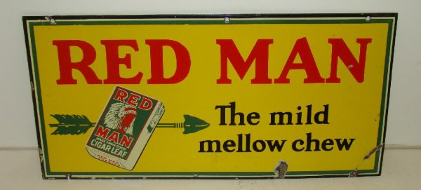 Red Man Cigar Leaf Tobacco Porcelain Sign
