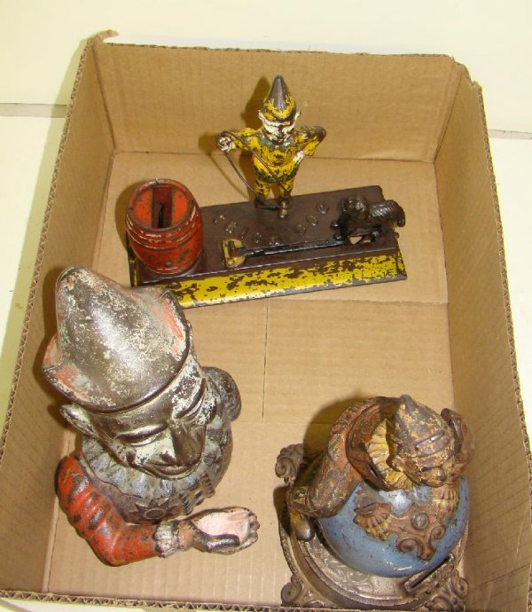 LOT OF 3 CAST IRON MECHANICAL BANKS