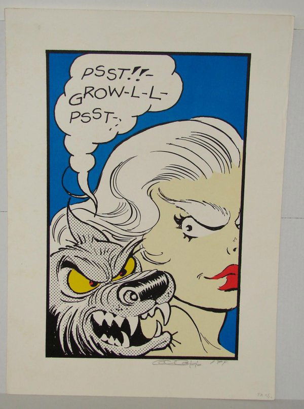 Al Capp Signed Silk Screen: Wolf Girl. Al Capp signed in pencil lower right, 1974. Approx. 18" x 25".