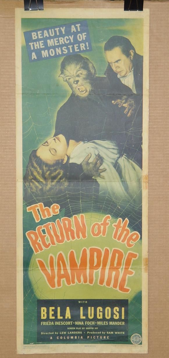 RETURN OF THE VAMPIRE INSERT POSTER LUGOSI
