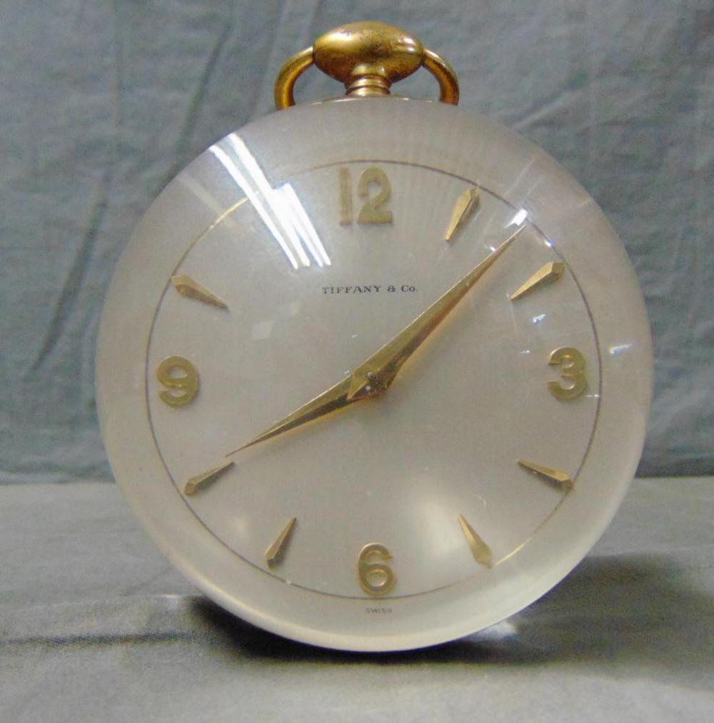 Tiffany and Company Ball Clock.: Marked Switzerland Imhof 15 jewels. 4" high.