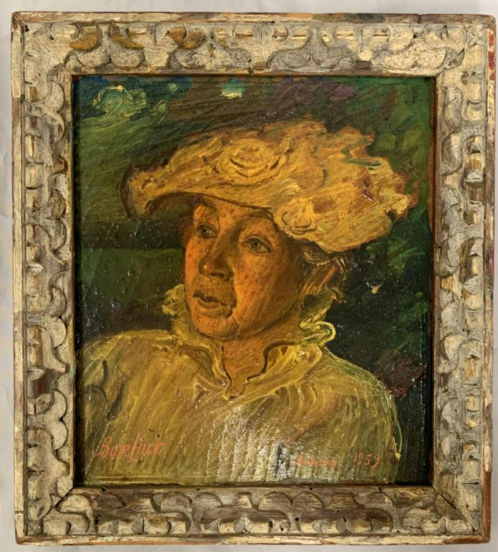 David Davidovich Burliuk (1882 - 1967) Oil.: Oil on Masonite. 9" x 10 1/2" Signed lower left. Titled and Dated "Marussia 1959" lower right. This Burliuk painting as well as the others being offered come from the Estate of Ella Jaffe Freidus, who