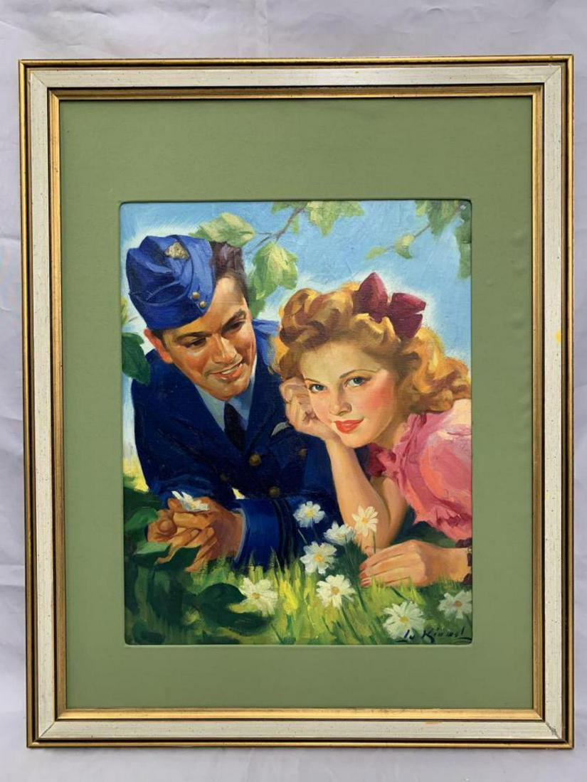 Lu Kimmel (1905 - 1973) Cover Illustration.: 15" x 19" image size. Signed lower right. G.I. and His Girl.