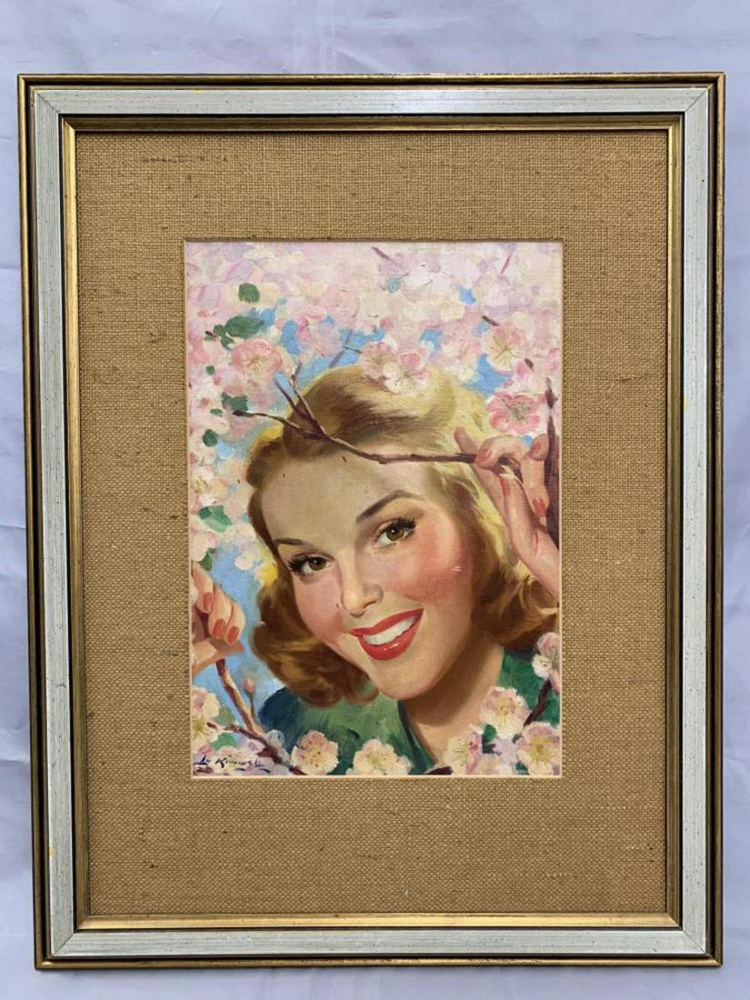 Lu Kimmel (1905 - 1973) Cover Illustration.: 12" x 16 1/2" image size. Signed lower left. Beautiful Girl smiling.