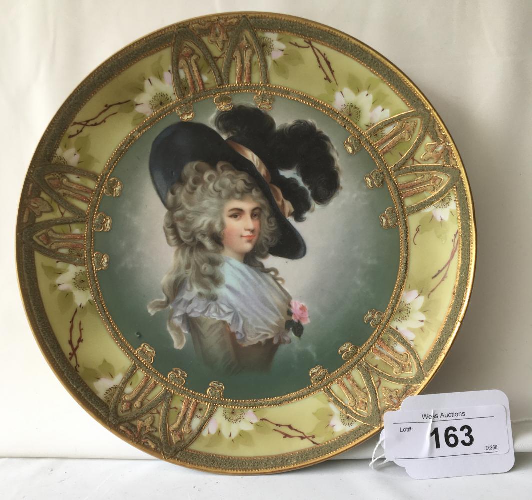 Nippon Moriage Portrait Plate.: 9 3/4" diameter.