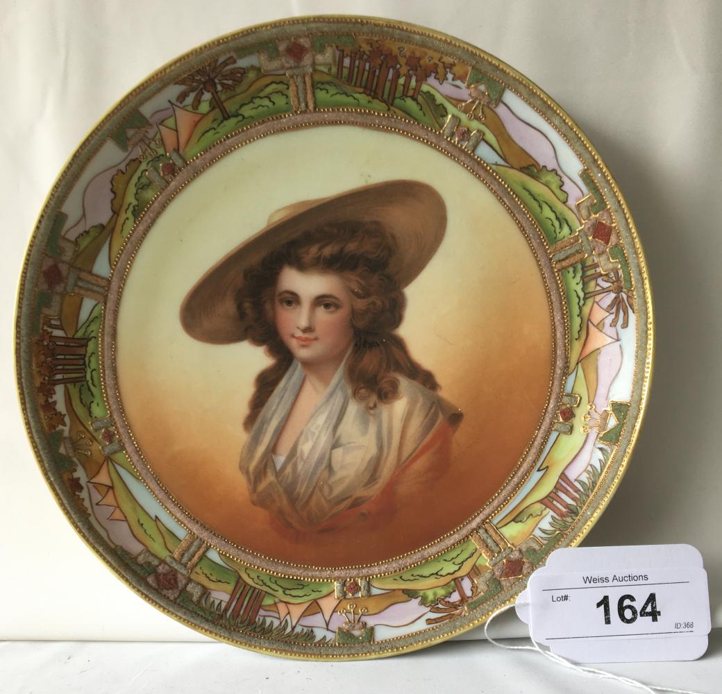 Nippon Moriage Portrait Plate.: 9 3/4" diameter.