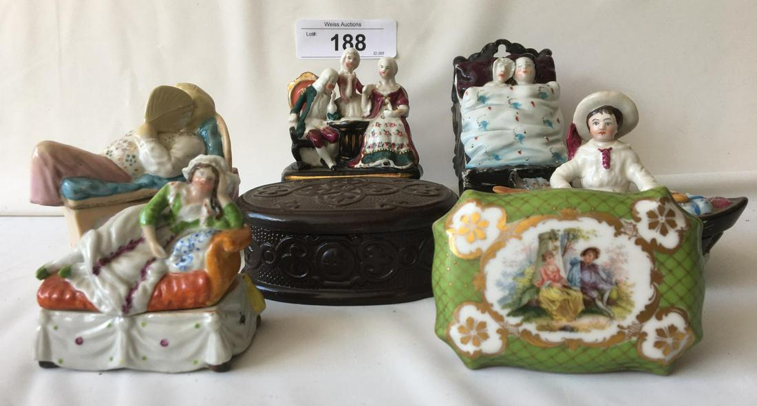 Lot of Fairing. Trinket Boxes.: (7) Piece Lot. Various makers and sizes.
