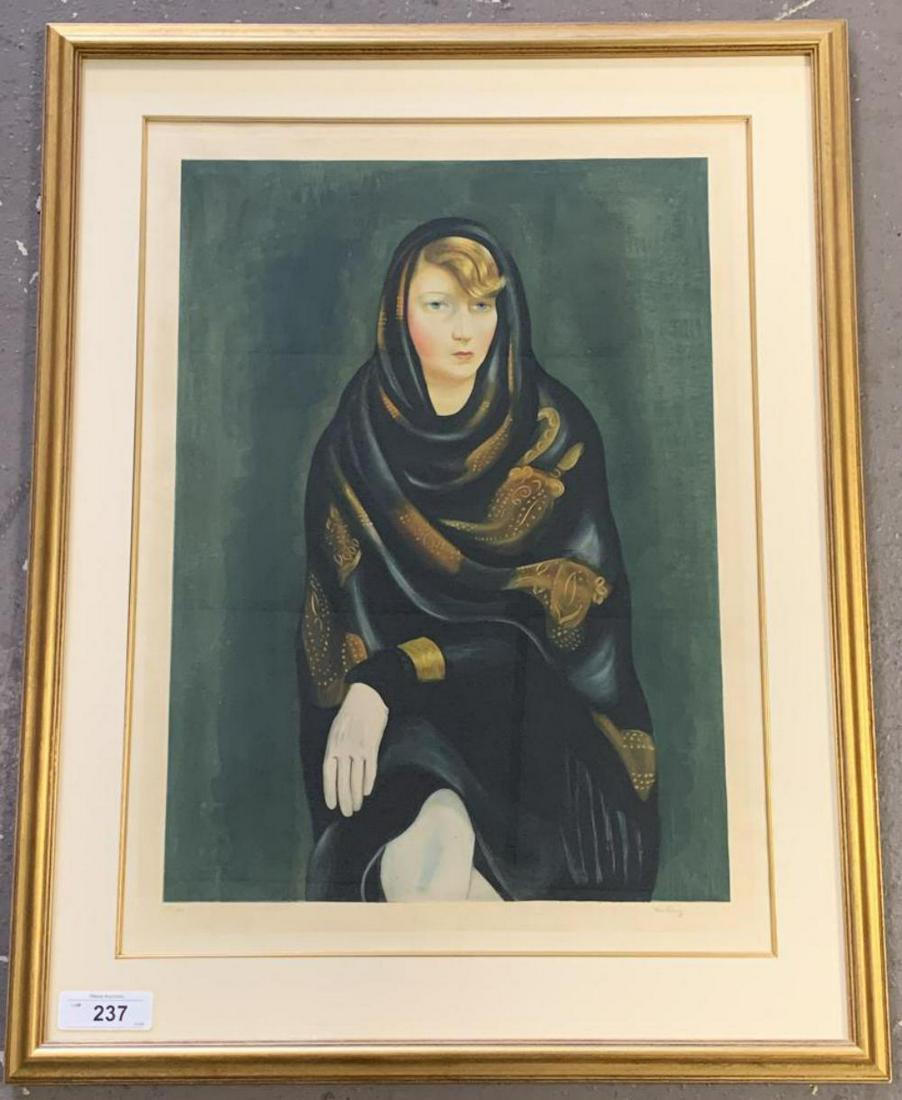 Moise Kisling (1891-1953) Aquatint in Color: "Sonia", aquatint in color, circa 1925, by Moise Kisling (French 1891-1953). Pencil signed lower right and pencil numbered lower left 31/100. Sight seen approx. 18" x 24-1/2", overall frame size appro
