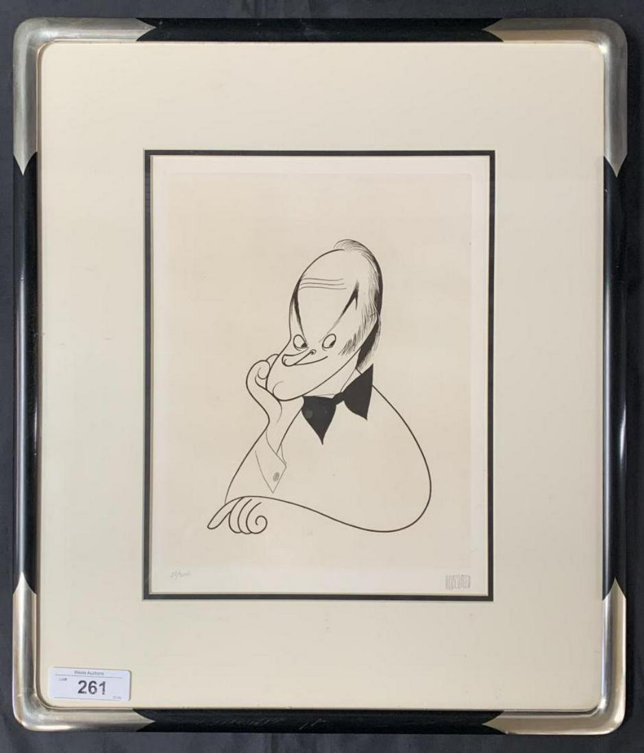 Al Hirschfeld Etching of Bob Hope: Artist: Al Hirschfeld (American, 1903-2003) Title: Bob Hope Year: 1983 Medium: Etching Edition: 50/200, pencil numbered lower leftSignature: Pencil signed lower right Size: Sight seen 10-1/2" x 14", o