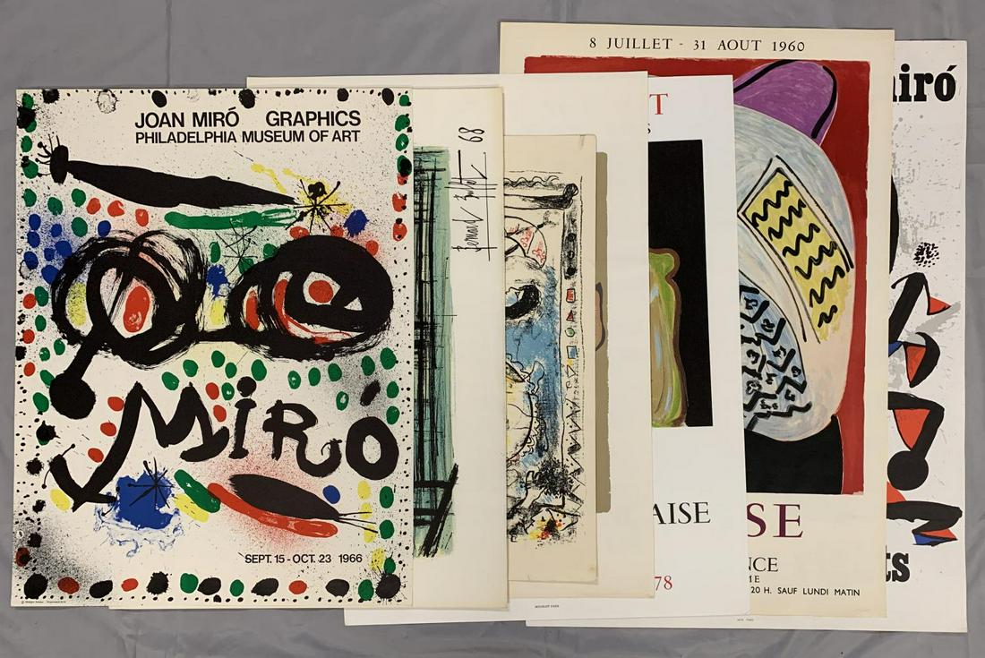 Lot of Art Exhibition Posters and Lithographs.: Includes Chagall, Miro, Buffet and Matisse Etc. See Images for details. Various Sizes. Largest is 22" x 28".