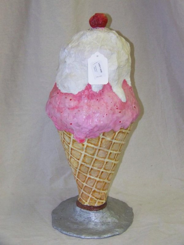 4281 Papier Mache Figural Ice Cream Cone Lot 4281
