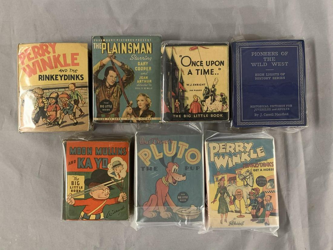 Lot of (7) Big Little Books.: Includes Mixed Grades with High Grade Books Pluto, Perry Winkle, Moon Mullins and others.