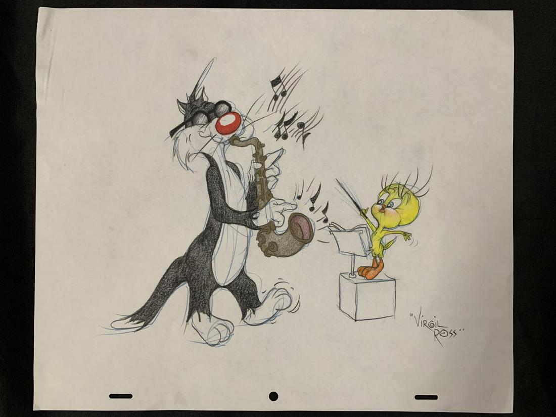 Signed Virgil Ross Drawing, Tweety & Sylvester (1 of 4)
