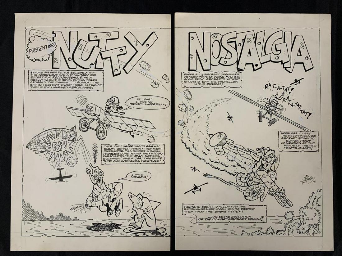 Tim Hawkins. Nutty Nostalgia. Original: Centerfold Art Work 17" x 21". Signed. 1981. From the Joe Kubert Estate