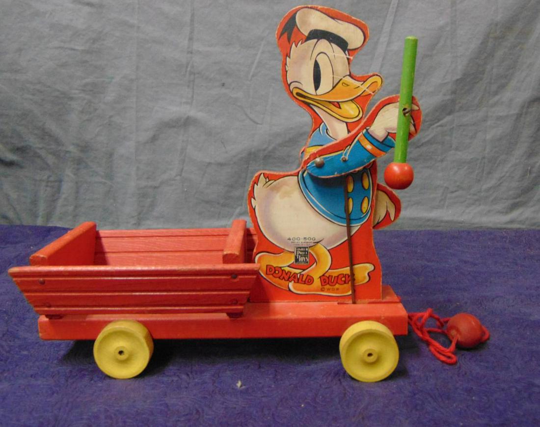 1940's Fisher Price Donald Duck Drum Major Cart (1 of 5)