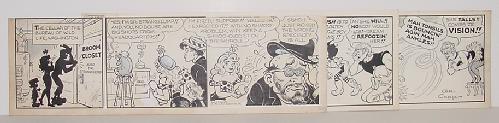 ORIGINAL COMIC STRIP. AL CAPP.: LOT OF THREE ORIGINAL LIL ABNER DAILIES. 6-29-64 INCLUDES ABNER, DAISY MAE AND A SHMOO. SMALL PIECE RUBBED OFF TEXT IN ONE PANEL. ALSO 11-8-66 FEATURING MAMMY AND 10-29-68.