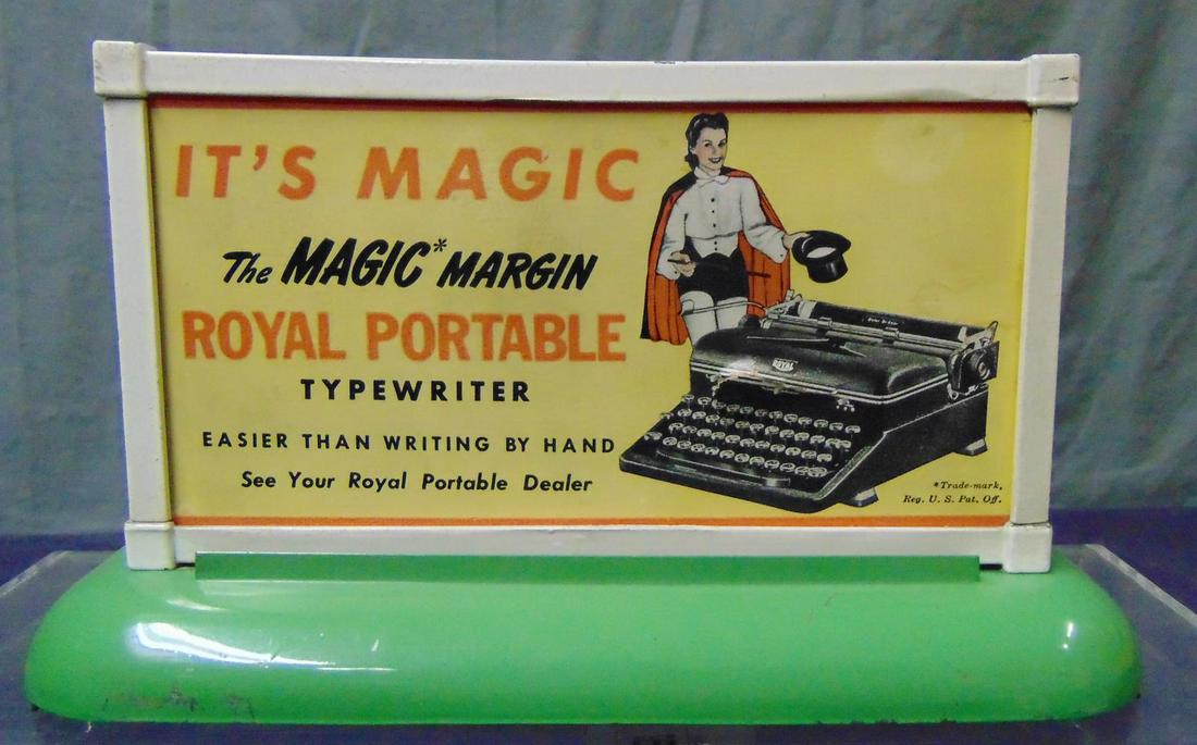 Clean American Flyer 577R Royal Typewriter: Nice example of this promotional billboard whistle, Typewriter has a small puncture above the keyboard see photo showing light use. From The Estate Collection of Neil Padron.