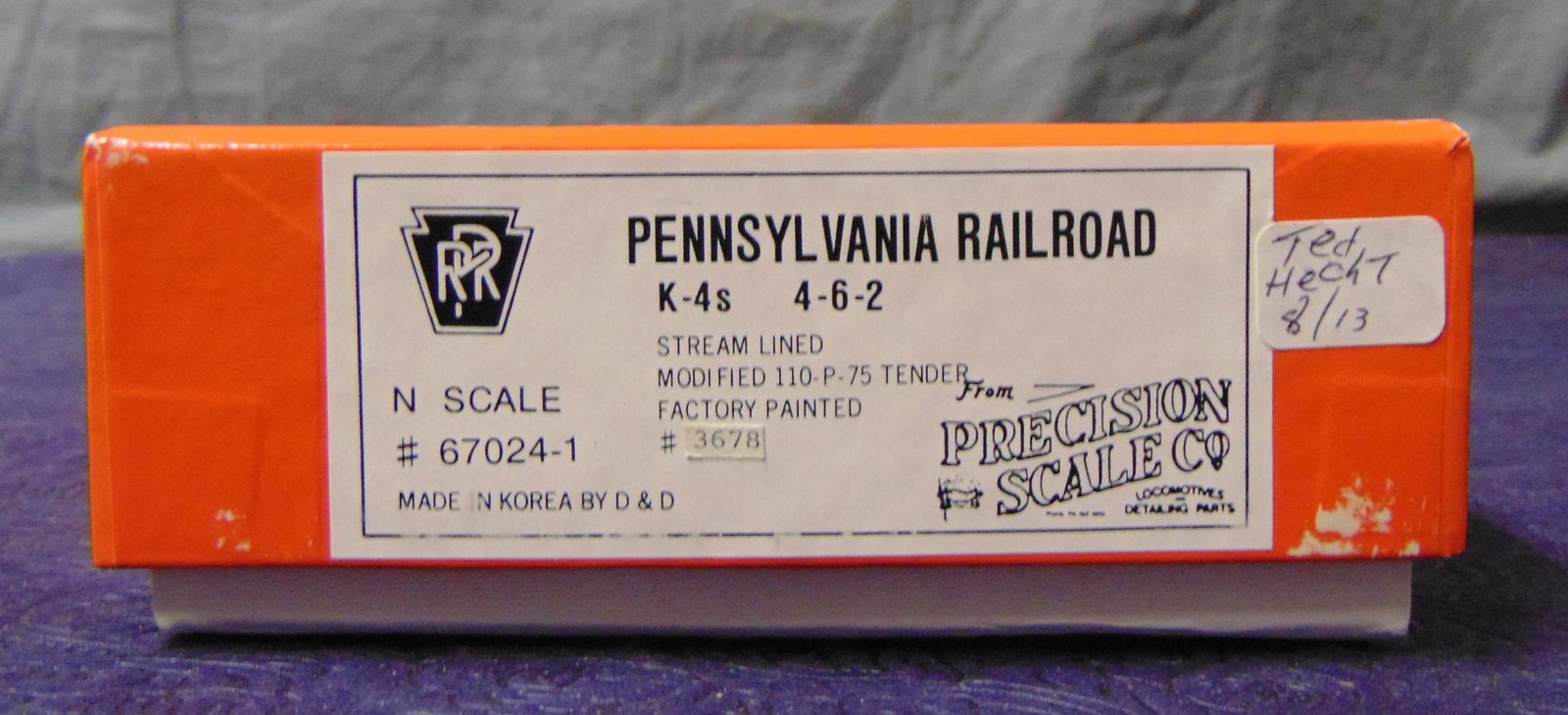 Precision Brass N Scale PRR K4s Torpedo: Super Factory painted streamlined 4-6-2 Steam loco & tender(3678). It appears new in box.