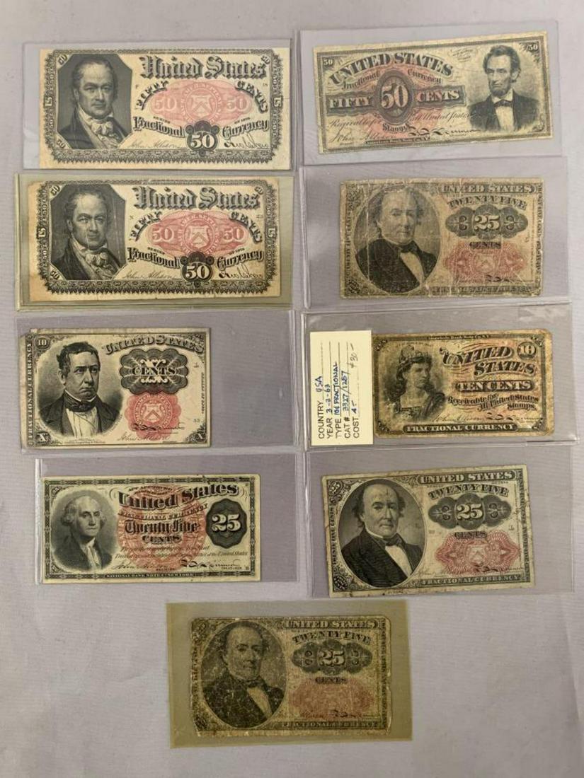Fractional Currency Lot of (9) Pieces.: Mixed lot and mixed grades. See images for details.