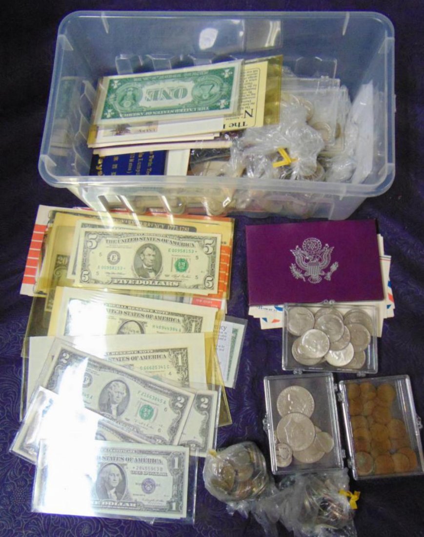 Estate Coin and Currency Collection: Includes Silver Coins, Paper Money includes Error Notes. Examine.