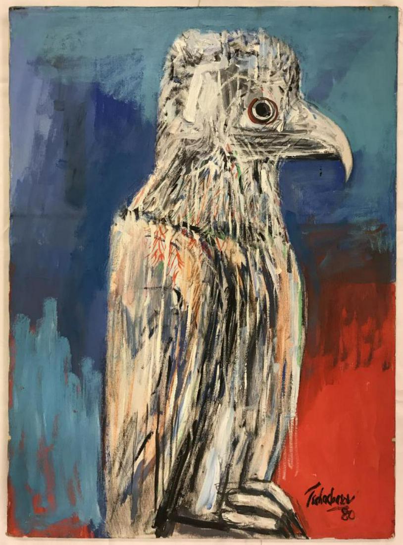 Nahum Tschacbasov, "Bird" Oil on Canvas: Lot consists of an oil on canvas painting by Nahum Tschacbasov (New York, 1899 - 1984). Image depicts a bird. Signed lower right. Image approx. 22" x 30".