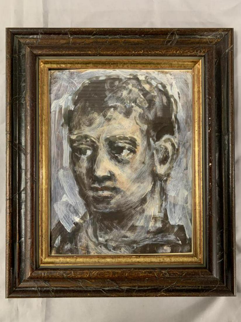 Maurice Golubov (1905 - 1987) Gouache on Paper.: "Self Portrait" signed and dated M.Golubov 1944 upper right and signed again " M.Golubov" lower left. 9 1/2 x 7 1/2". Sheet is laid down on paper on backing board. Slight rippling. Provenance Christie