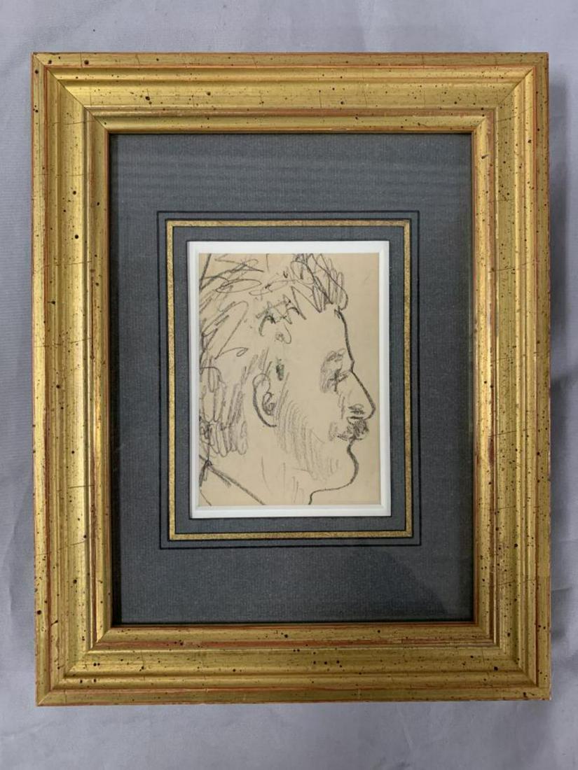 Peggy Brook (Margaret) Bacon (1895 - 1987) Pencil: Portrait Profile In Pencil. Framed possibly signed on the back. 3" x 4". This lot is being offered on behalf of the New York County Public Administrators Office from the Estate of Justin Hornik (19020