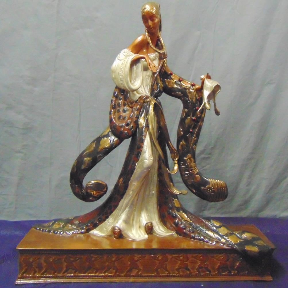 Erte Limited Edition Bronze.: Woman Holding a Hat. 18" tall and 20" wide. Edition of 375.