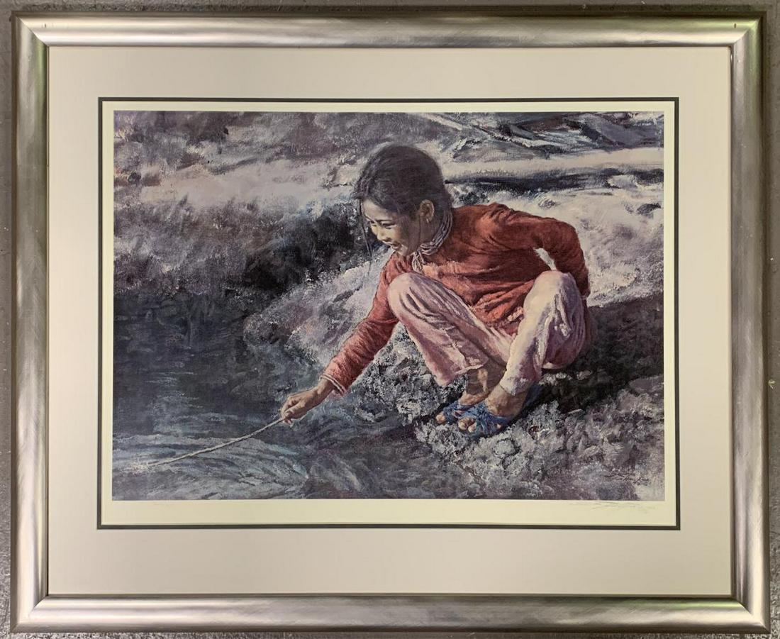 Wai Ming. Limited Edition.: Fish Girl with Stick" #362 of 750 with certificate of authenticity. 22" x 29