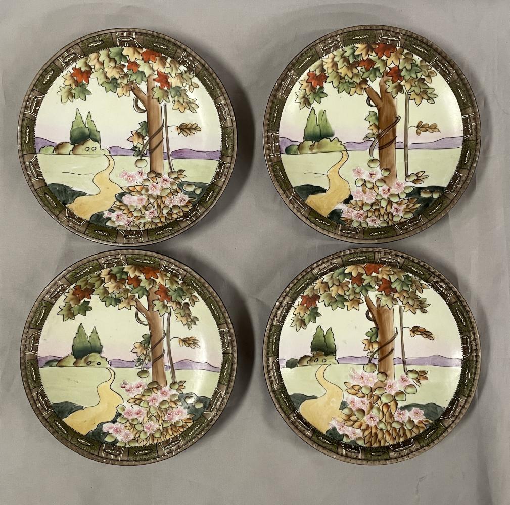 Imperial Nippon. Lot of (4) Plates.: Wood Land Scene. 7 1/2" diameter.