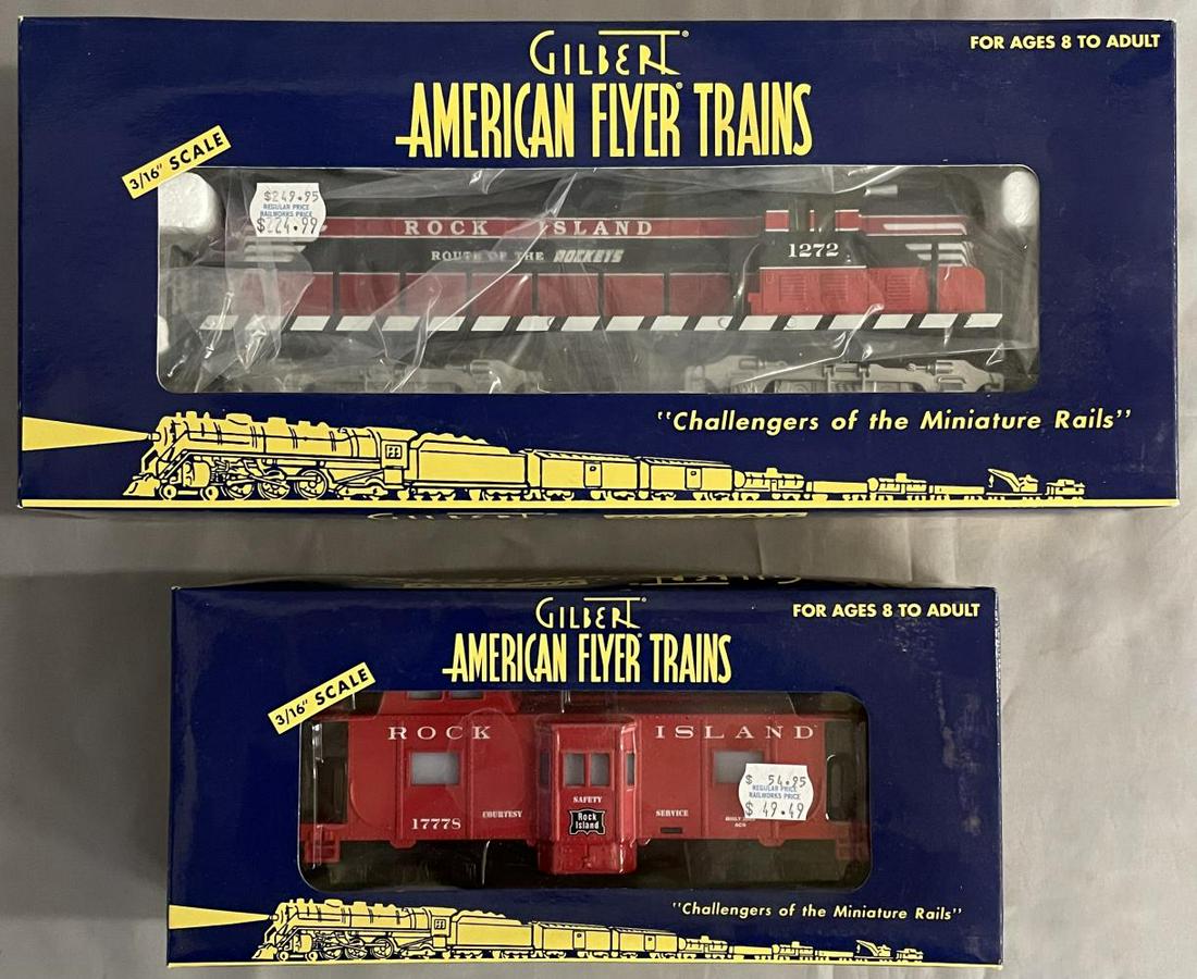 American Flyer Lionel 48033 & 48772 Diesel: S Gauge. Includes a 48033 RI GP7 Diesel, 48722 RI Bay Window Caboose. They show very light runtime with boxes.