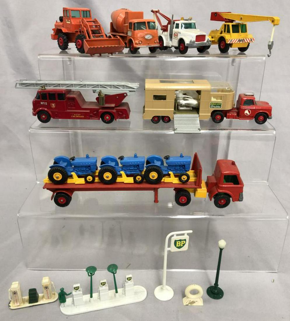 8pc Matchbox King Size Vehicles, Plus: Includes 6 Kings that would benefit from a light cleaning, all tires present, plus a BP Gas pumps Set.