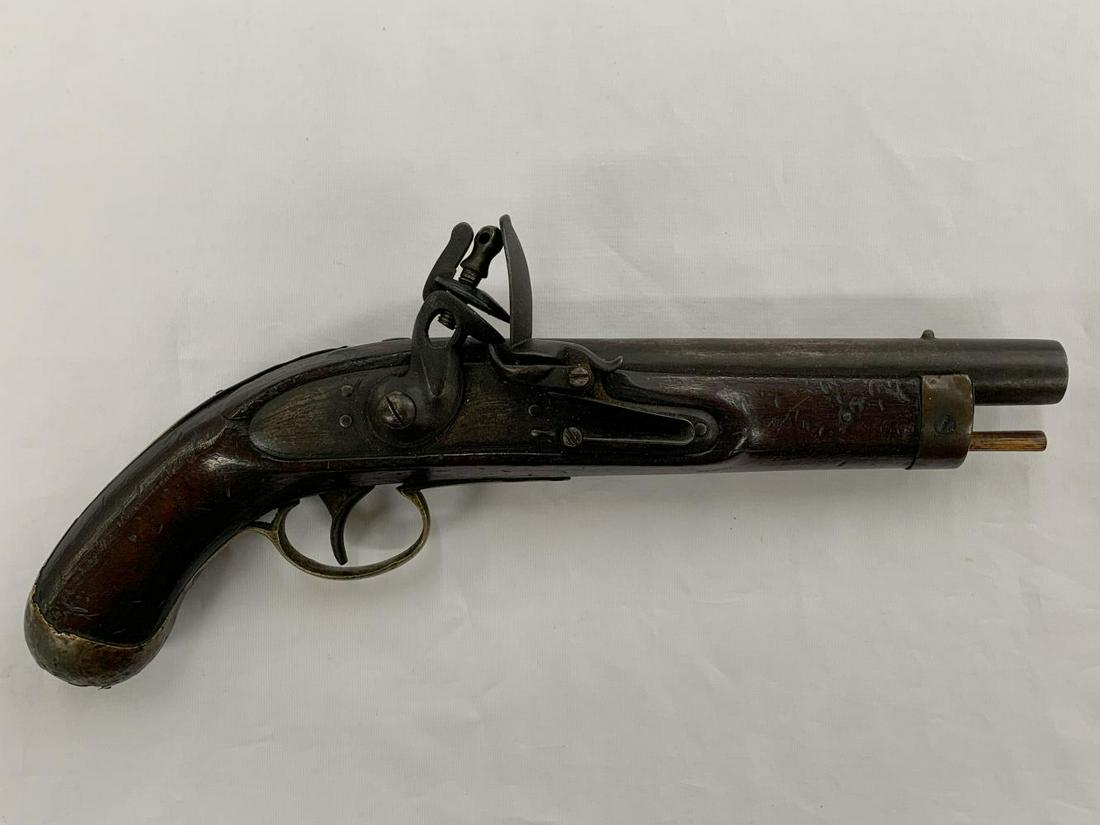 Belgian Flintlock Pistol.: 14" long with cut barrel. From the Clint Miller Collection.