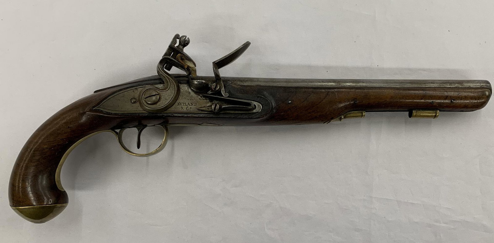 English Ketland Flintlock Pistol.: 19th Century 15 1/2". From the Clint Miller Collection.