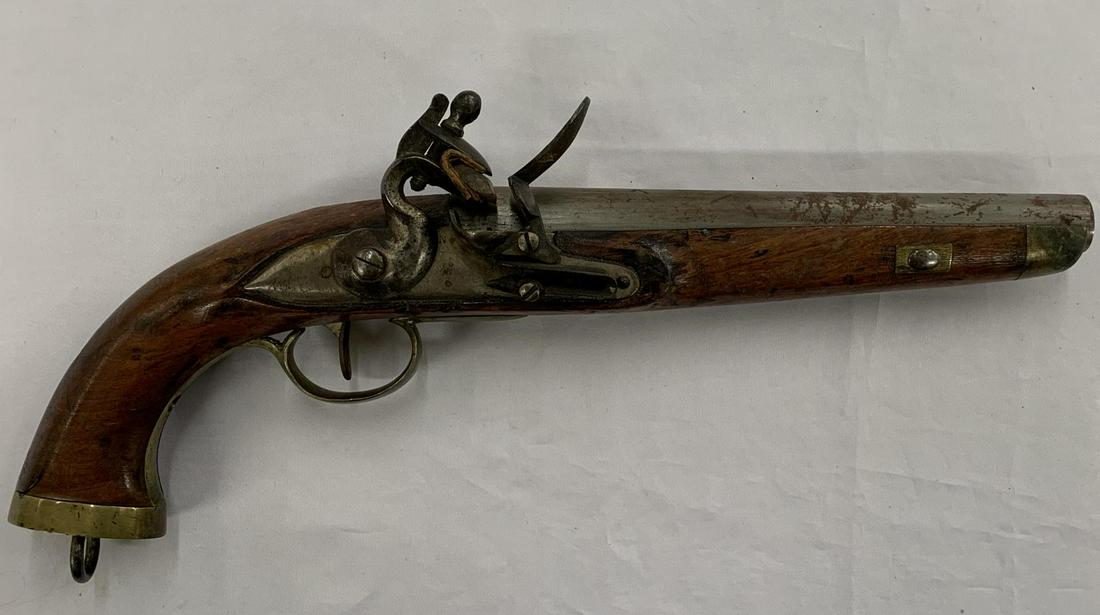 Belgian Flint Pistol.: Mid 19th Century. 15 1/2". From the Clint Miller Collection.
