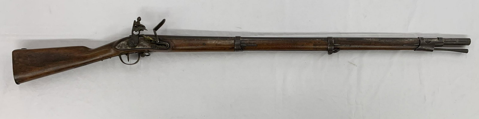 Belgian Flint Rifle Musket.: Damaged. Assembled. 55 1/2" long. From the Clint Miller Collection.
