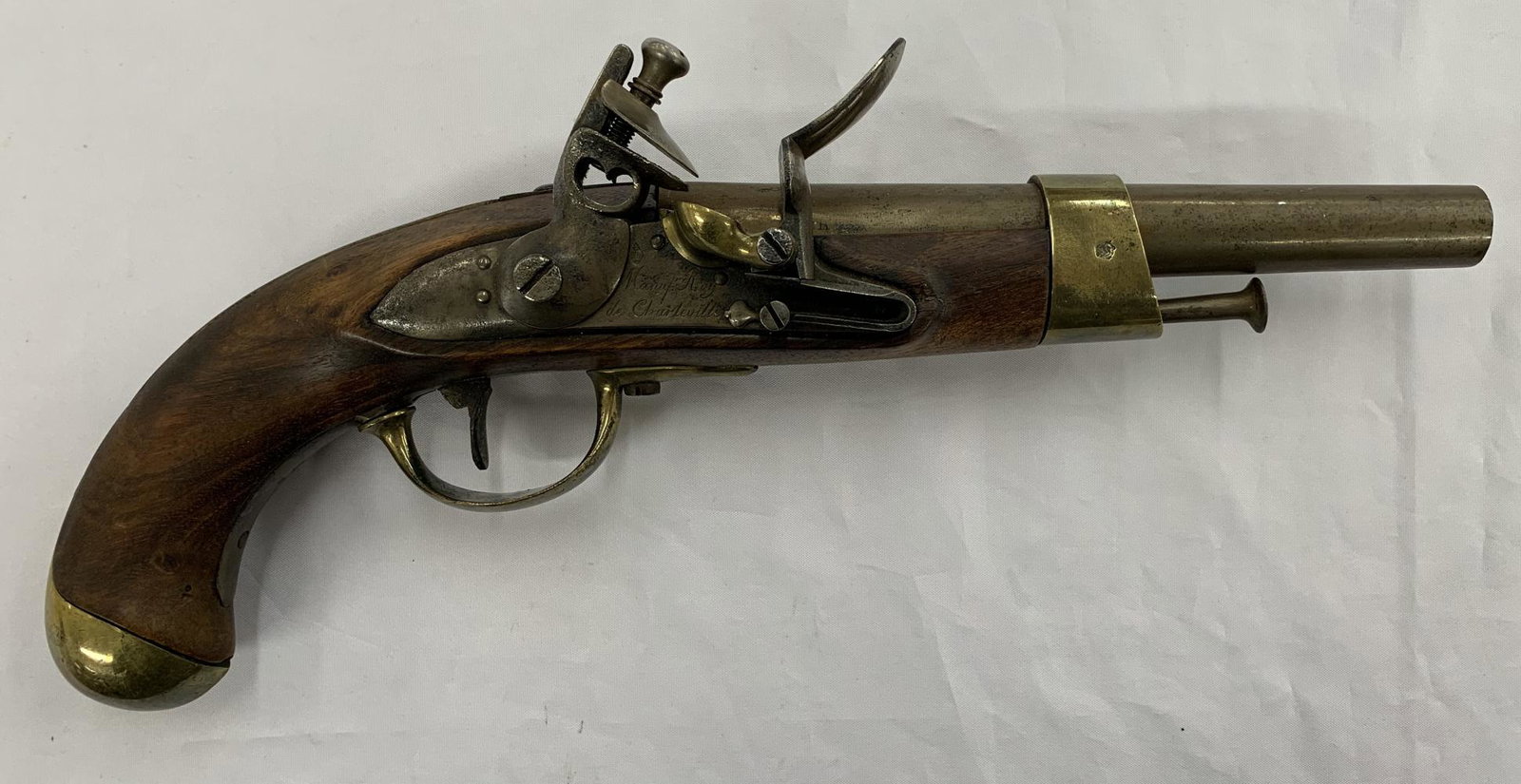 French Flintlock Pistol.: Early 19th century. 14 1/2" long. From the Clint Miller Collection.