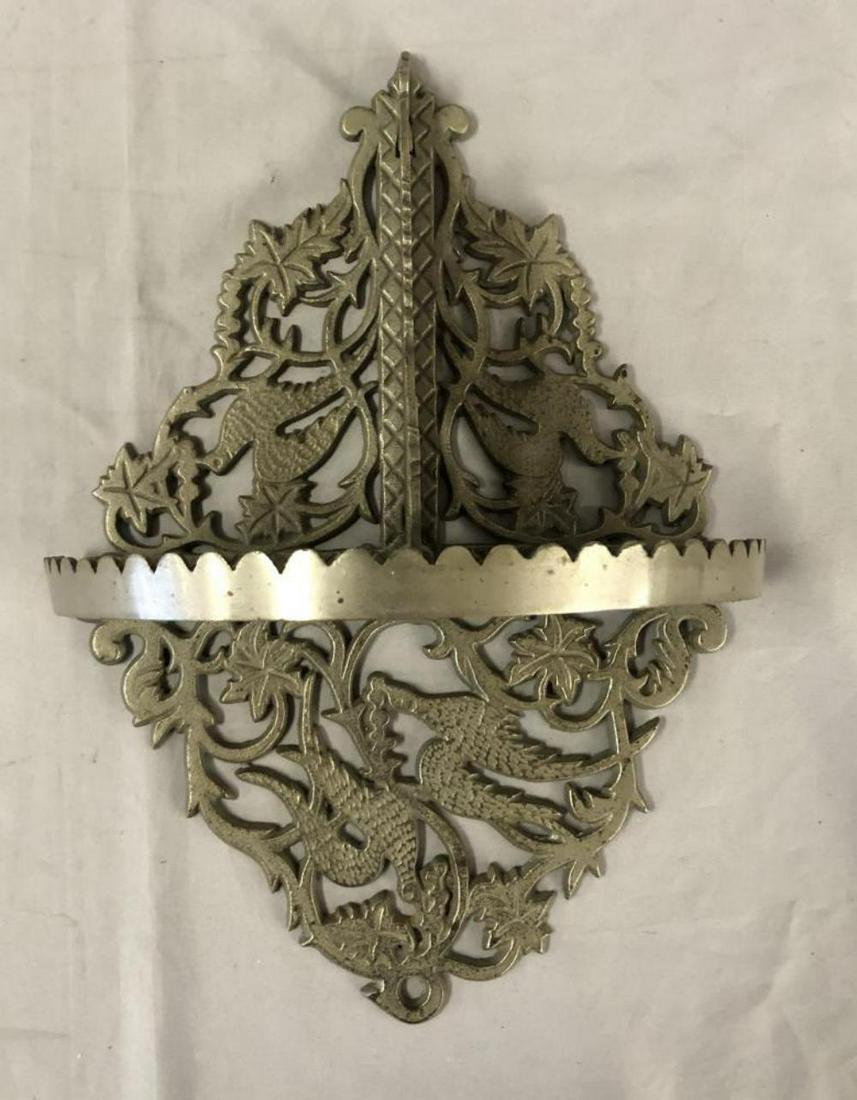 Nickel Wall Shelf.: Bird Decorated Wall Shelf. 15" tall. Beautifully done.