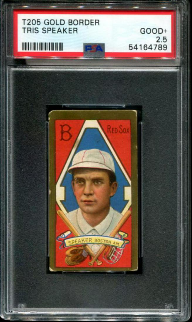 T-205 Gold Border. Tris Speaker PSA Graded. (1 of 2)
