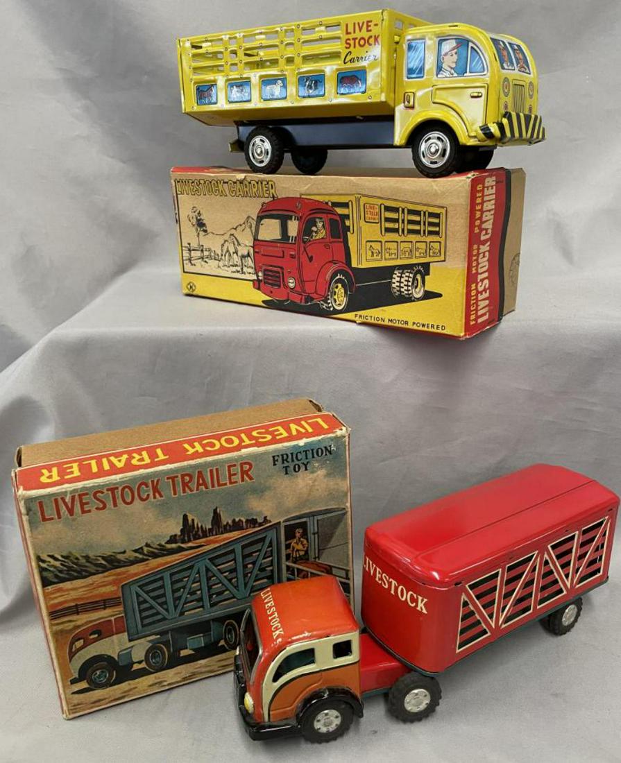 2 Boxed Japanese Tin Livestock Trucks (1 of 3)