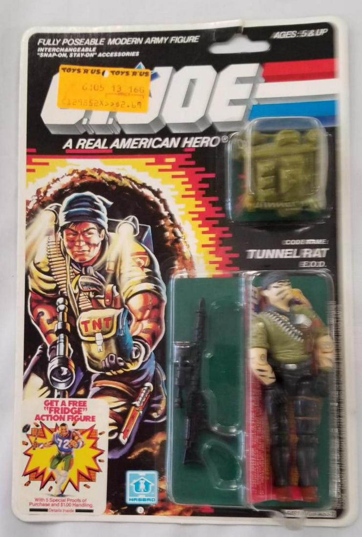 1987 MOC GI Joe Tunnel Rat Figure, 34 Back: Version 1, 34 card back with grey card file, series 6, Hasbro. Mint on card "Tunnel Rat" action figure. Figure has never been removed and bubble is well attached to the card with no lifting, however t