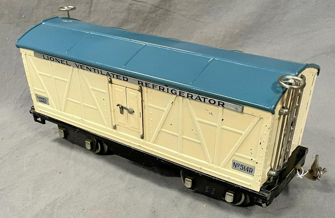 Clean Late Lionel 514R Reefer: Standard Gauge. Scarce Full Nickel Reefer that is clean & shiny, showing light playwear. From The Tony Bifano Estate Collection.